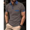 Summer Men's Casual Patchwork Pocket Short Sleeve Polo Shirt Comfortable Breathable Lapel Button Men's Fashion Sports Street Wea
