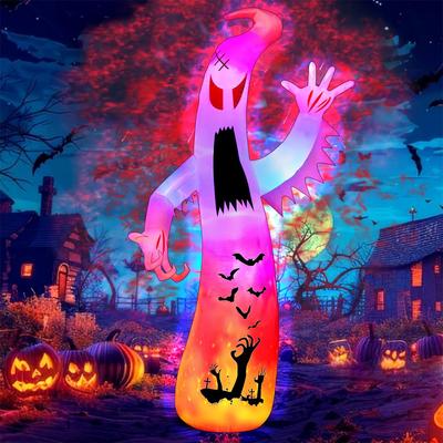JOYFY 12-футовый гигантский надувной призрак на Хэллоуин, уличные украшения с разноцветным мигающим пламенем для сада/дома/праздника/вечеринки