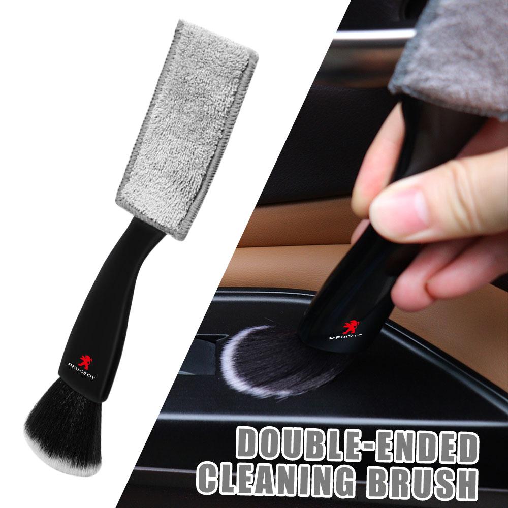 Double Head soft Brush Car Cleaning Tools air vent Brushes valve For Peugeot 206 207 208 107 2008 3008 408 308 307 accessories