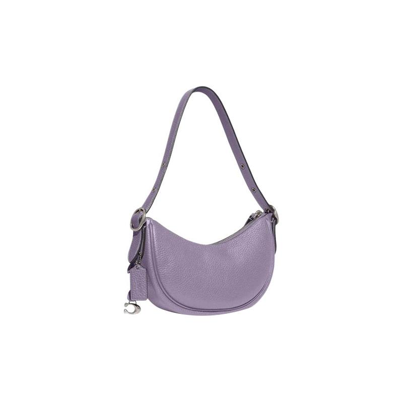 Coach Сумка Luna 27 на молнии, мягкая фактурная кожа, ручка, ремень через плечо, женская, фиолетовая