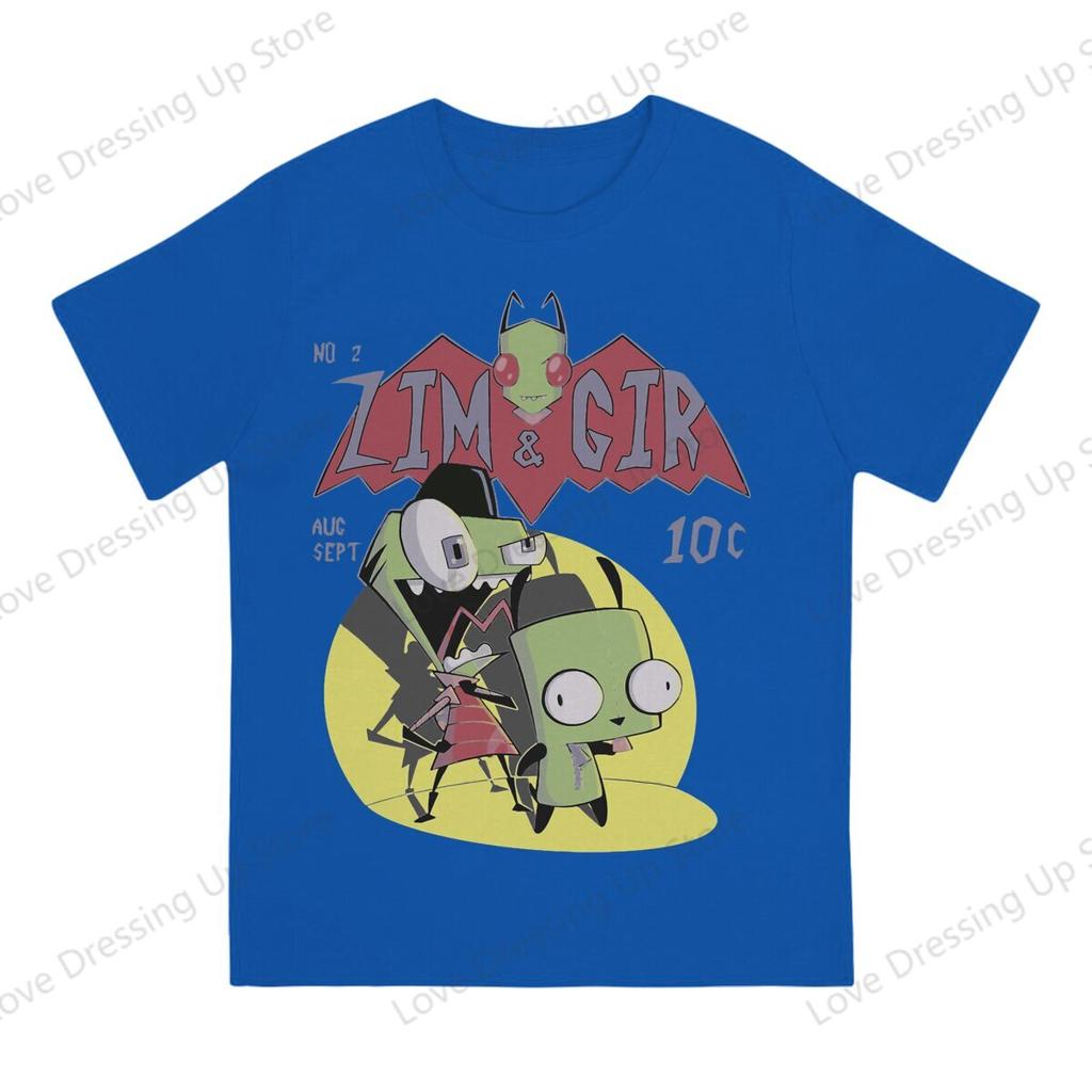 Invader Zim 100pure Cotton Summer Unisex Tshirt Zim Gir Best Friend Short Sleeve Tshirts Harajuku Tee Funny Tops