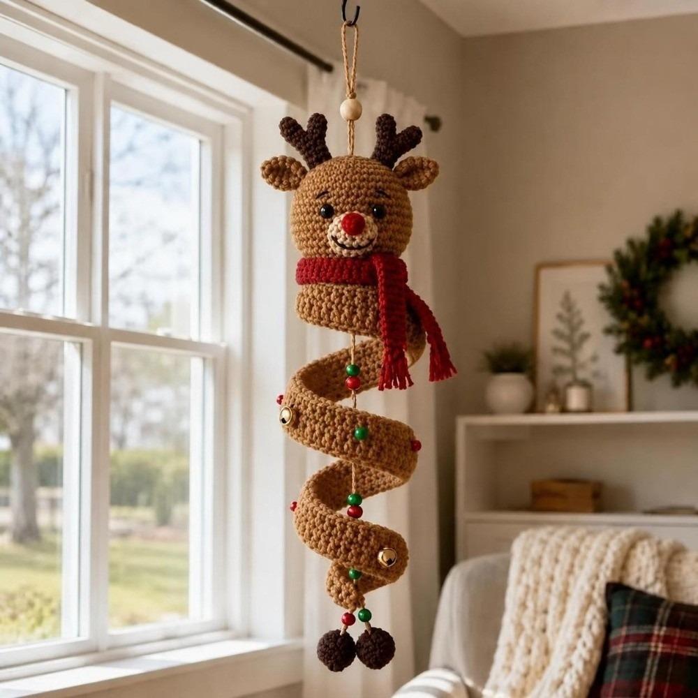Beginner Friendly Christmas Crochet DIY Kit Hademade Yarn Project Snowman Spiral Ornament Hanging Making Kit
