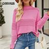 Fall and Winter Women's Plus Size Pullover Sweater Pit Stripe Knit Sweater Fashion Sweater