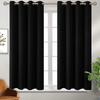 Set of 2 Room Darkening Thermal Insulated Polyester Blackout Curtain  ( Black )