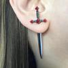 Новые серьги-крест с мечом из циркона Унисекс Готические Ретро Персональность Короткий нож Ювелирные изделия Подарки