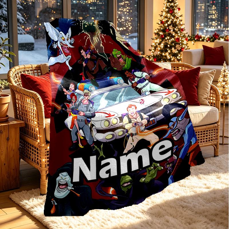 Custom Name Personalized Ghostbusters Print Blanket, Home Decor, Bedroom, Sofa, Camping, Couch, Gifts for Birthday Christmas