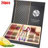 24Pcs Stainless Set Steel Cutlery Dinnerware Forks Spoons Home Kitchen Tableware