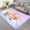 Cute Unicorn Carpet Cartoon Magical Animal Indoor Floor Mat Colourful Floral Area Rug for Kids Girls Living Room Decor Doormat
