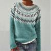 Womens Crew Neck Colorblock Knit Sweater Loose Fit Casual Office Wear Long Sleeve Pullover
