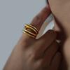 Трендовые многослойные кольца для женщин и мужчин из нержавеющей стали 316L с покрытием из 18-каратного золота, не тускнеющие, женское открытое кольцо на палец, парные украшения