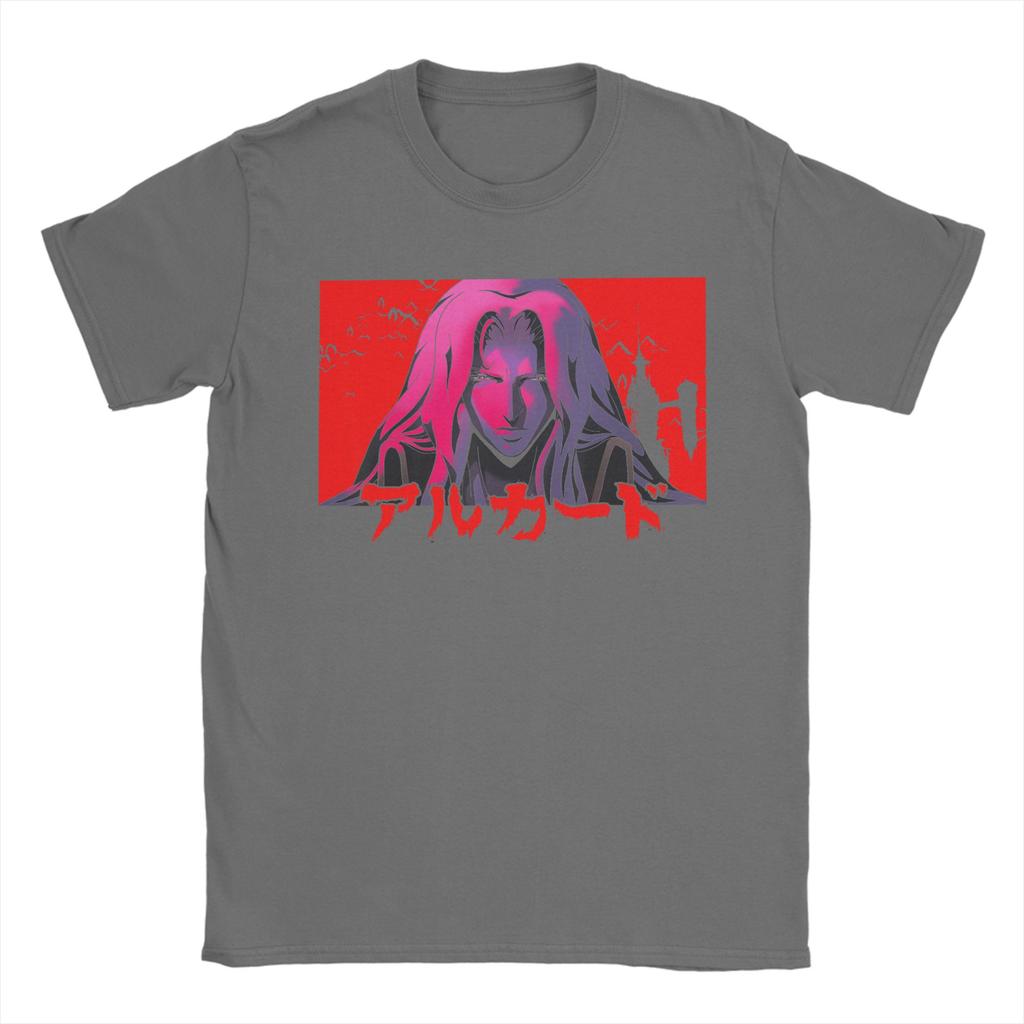 Мужские футболки Castlevania Alucard с иероглифами Замок Хоррикудзи Хлопковая одежда Винтажные футболки с коротким рукавом и круглым вырезом Оригинальные футболки