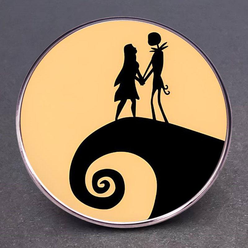 Брошь-значок Джек и Салли - Кошмар перед Рождеством Металлическая эмблема