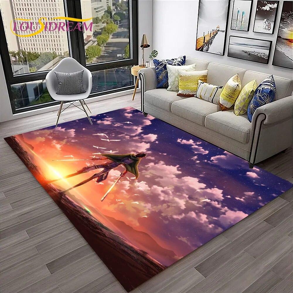 3D аниме «Атака Титанов» ковер с героями мультфильмов для дома, гостиной, спальни, дивана, коврика, декор, детский игровой коврик, нескользящий напольный коврик