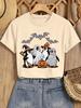 Ladies' Elegant Short Sleeved Penguin Witch Ghost Pumpkin Cartoon Printed Round Neck T-shirt Elegant Retro Comfortable Soft Top