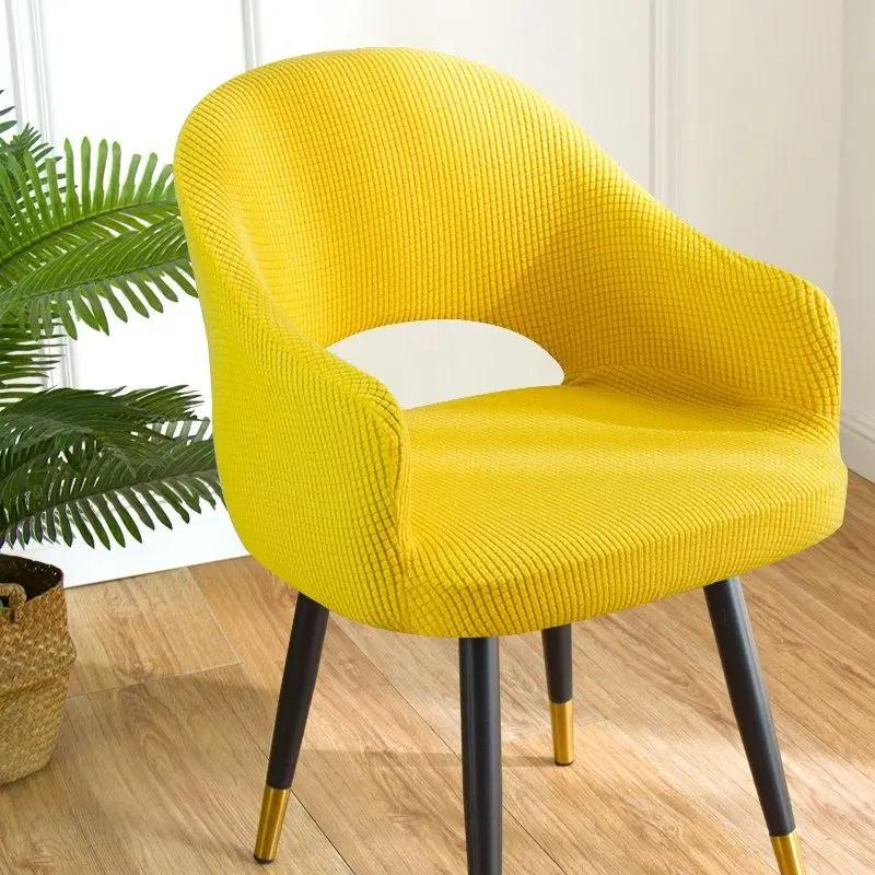 Скандинавский изогнутый чехол на стул, встроенный чехол на обеденный стул с полукругом, полное покрытие, универсальное украшение для всех сезонов