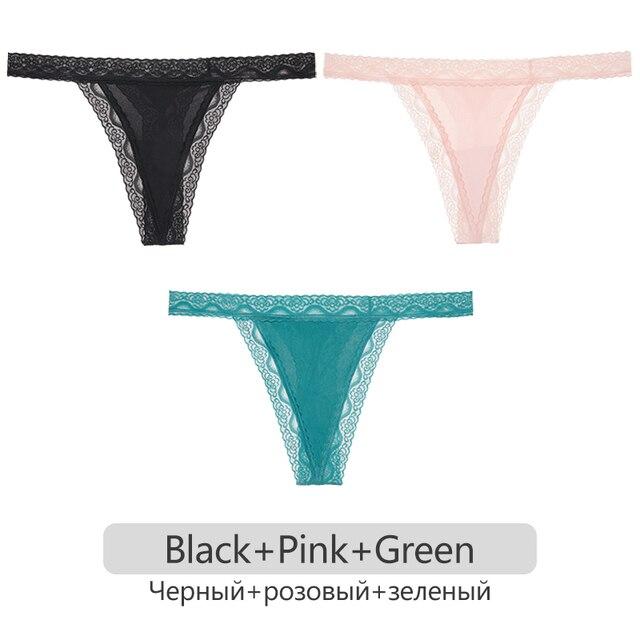 FINETOO 3pcs/set Sexy Thongs Women Lace G-string Underwear S-XL Nylon T-Back Underpants Ladies Sexy Panties Female Lingerie 2023