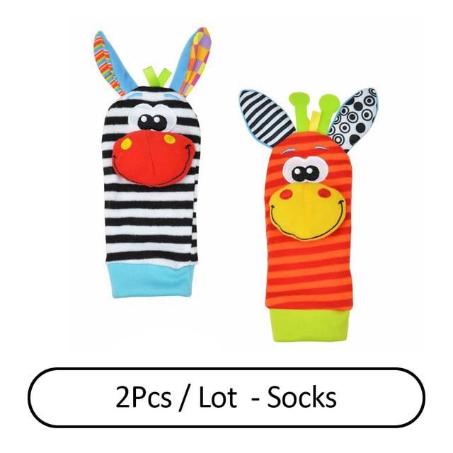Cartoon Wrist Strap Rattles Animal Socks Baby Toys Infant Soft Handbells Baby Rattles Plush Sock