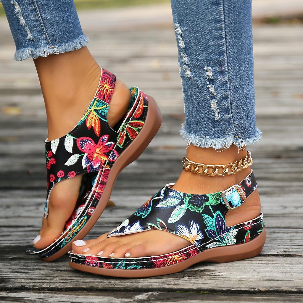 Women Sandals Orthopedic Wedge Heels Sandals 2024 Summer New Fashion Buckle Shoes for Women Beach Flip Flops Zapatos De Mujer