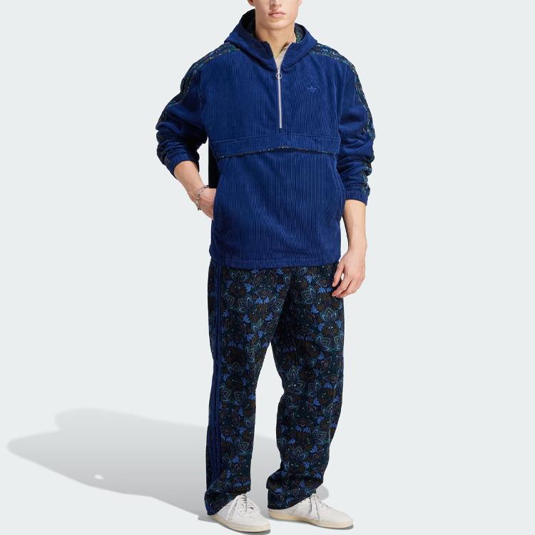 adidas Спортивная куртка Originals Cordoy Hoodie Color Block, мужская куртка темно-синего цвета IS9571