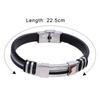 Мужской черный панк-резиновый браслет из нержавеющей стали с застежкой-манжетой, браслет