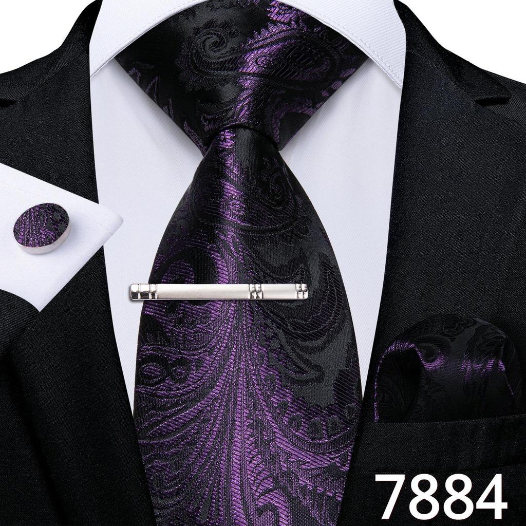 Набор для Мужчин: клетчатый галстук 8,5 см, клип и запонки в клетку