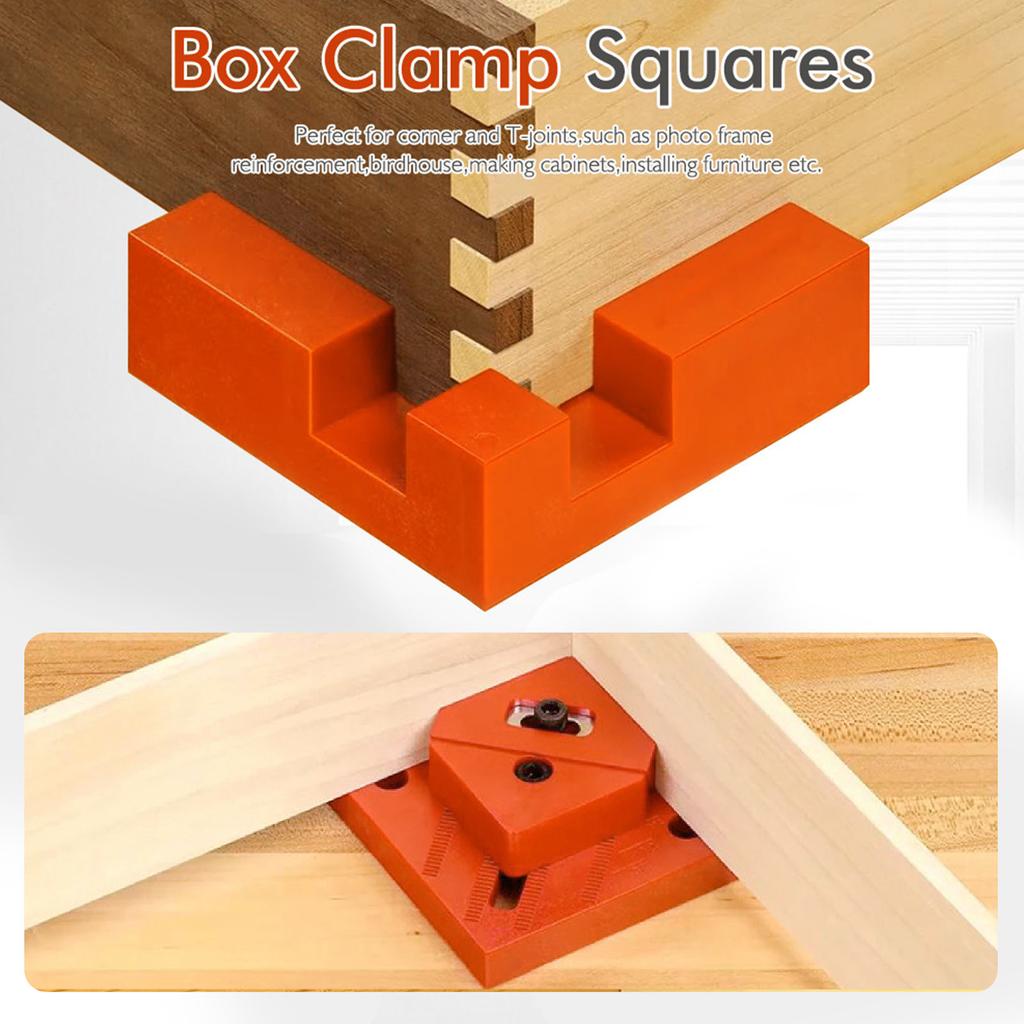 4PCS Woodworking Box Clamps Squares 90 Degree Right Angle Adjustable Stainless Steel Corner Clamping Tool Orange Corner Clamps