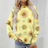 Women's Fashion Flower Printing Round Neck Sweater Top