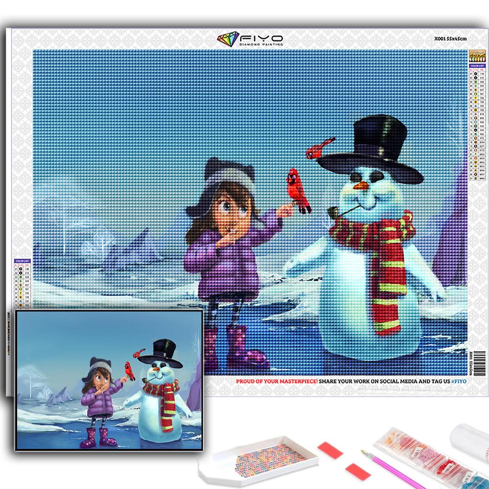 Алмазная картина Рождественская елка Санта-Снеговик Вышивка крестом Стразы Домашний декор