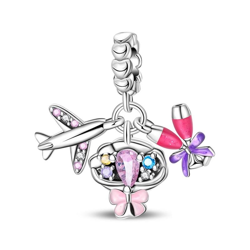 925 Silver Ocean Princess Magic Mirror Princess Rose Princess Charms Pendants Fit DIY Bracelets Party Jewelry