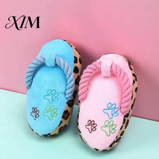 Puppy Teething Toys Slipper Dog Toys, Squeaky Crinkle Plush Toy for Small Medium Teeth Cleaning Dogs Dogs, Cute Shape Interactive Chew Boredom Relief