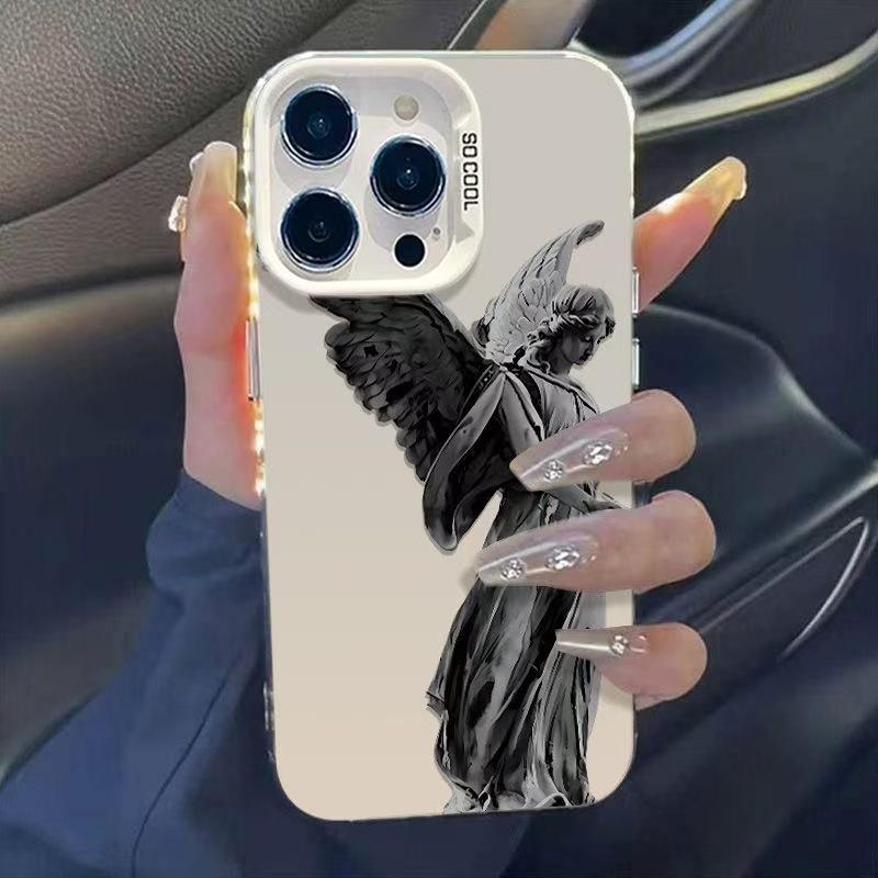 Angel Statue iPhone Case for 15Pro Max, 16Pro, 14Pro, 13 - European & American Design