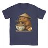 Kawaii Capybara Eating Japanese Ramen T Shirts Men's 100% Cotton Amazing T-Shirts O Neck Tee Shirt Short Sleeve Tops Summer