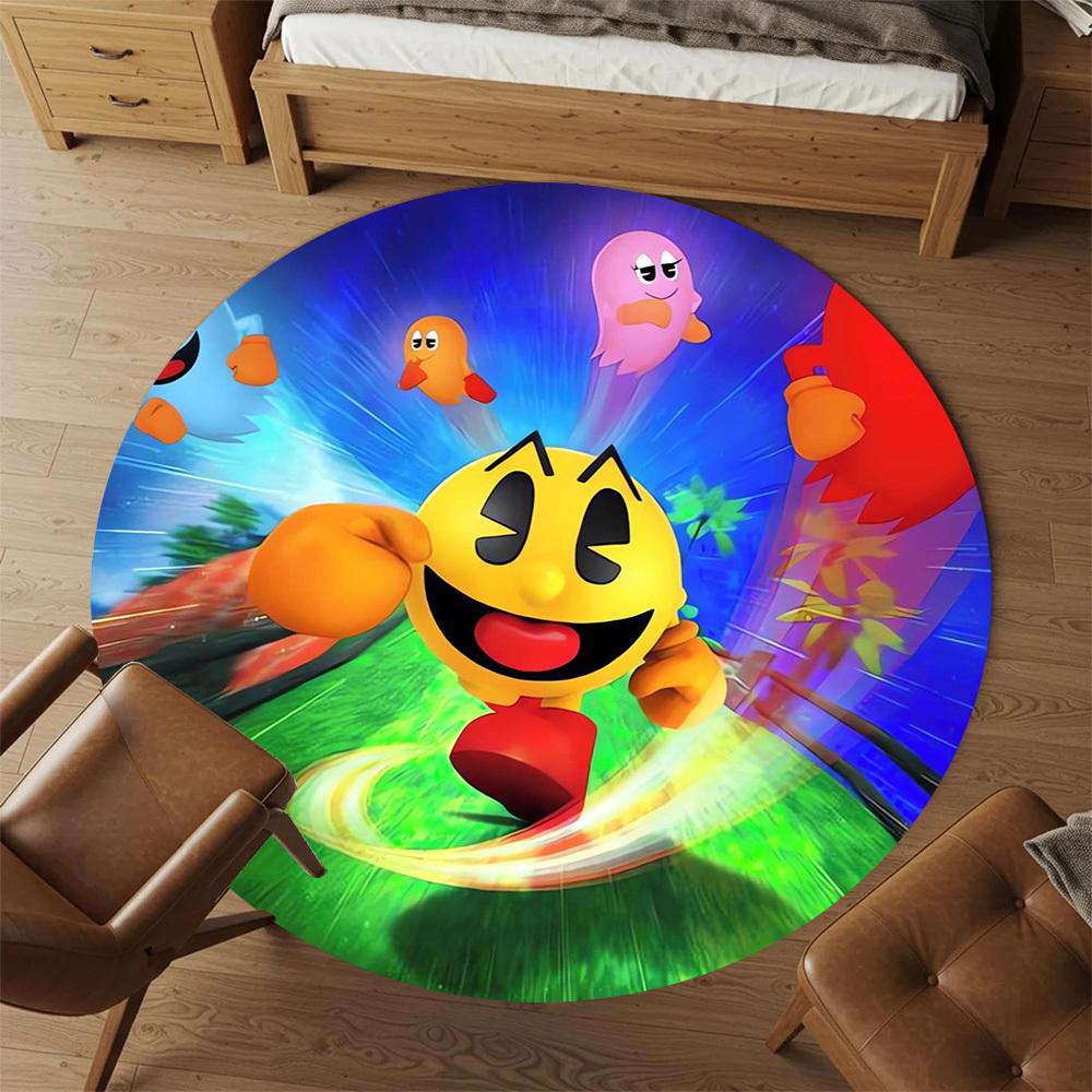 1pc Pac-Man Round Chair mat Area Rug - Non-Slip, Floor Mat for Office, Bedroom, home decor Christmas Gift p0811253