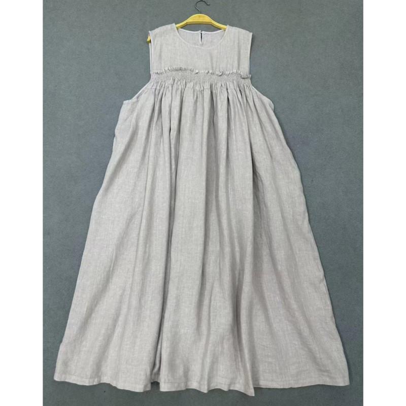 Johnature Повседневное платье без рукавов для женщин, летнее, повседневное, свободное, простое, с эластичной талией