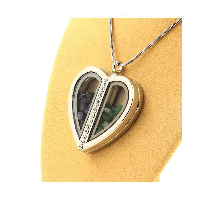 Stones and Minerals. Sapphire + Raw Tsavorite Garnet Necklace. Heart Model..