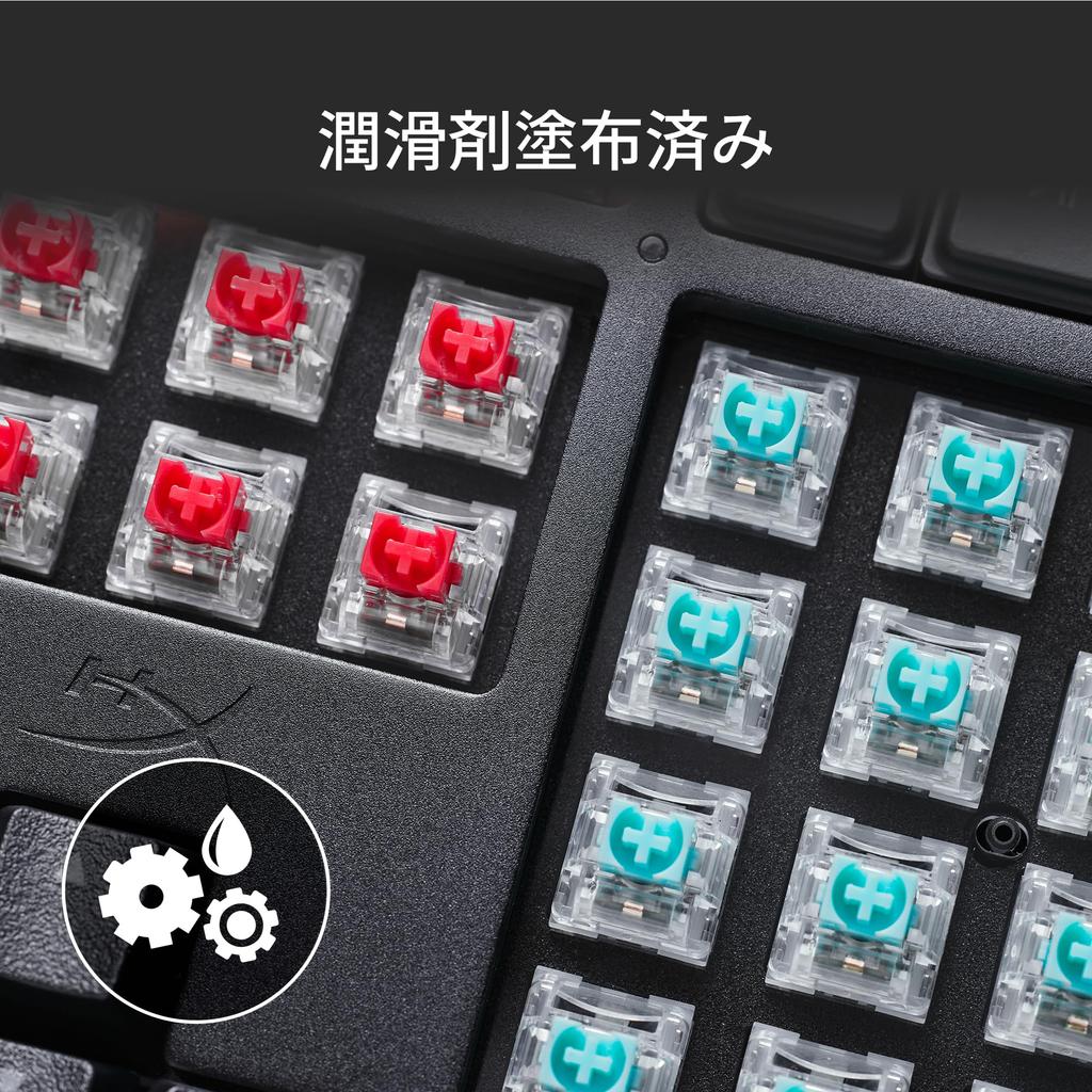 HyperX Tactile Aqua Mechanical Keyboard Switches, 5-Pin, 1.8mm Actuation Point, 4mm Stroke, 45g Force, Pre-Lubricated, HyperX Alloy Rise Compatible