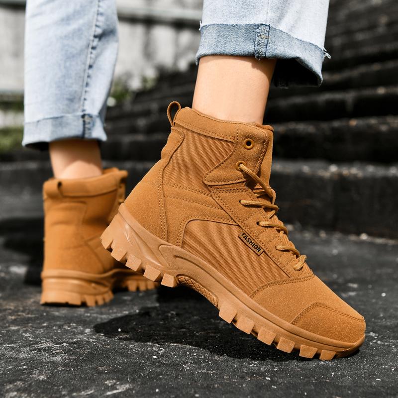 Fashion Casual Leather Mens Mid-Calf Boots Comfy Male Desert Ankle Boots Outdoor Non-Slip Hiking Shoes 2025 New Motorcycle Boots Botas