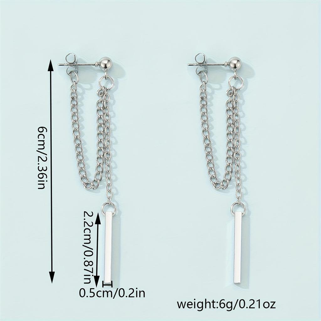 Minimalist Style Long Chain Dangle Earrings Simple Stud Earrings Perfect Ear Jewelry Accessories For Women Daily Casual Decor