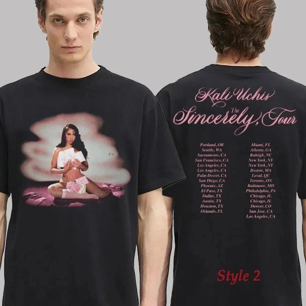 Новая футболка 2026 Kali Uchis The Sincerely Tour Двусторонняя с датой сзади Унисекс Футболка ПОДАРОК Высококачественная Роскошная Для мужчин и женщин Топ Y2k