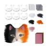 29Pcs/Set DIY Cat Face Guard Kit with Faux Fur Felt Cloth Paintable Animal Half Face Shield Halloween Carnival Role Play Masquerade Party Prop