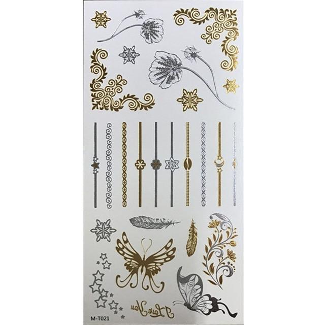 Metallic Gold Butterfly Tattoo Silver Waterproof Temporary Tattoos Stickers On The Body Women Men Boho Resort Style