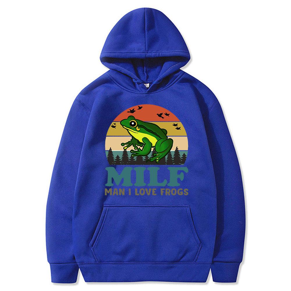 Винтажная толстовка с капюшоном для мужчин-милф «Я люблю лягушек», забавная поговорка «лягушка-амфибия», толстовка унисекс с длинными рукавами, одежда унисекс для подростков