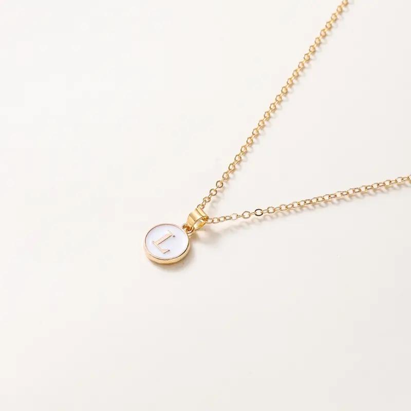1pc Women Elegant and Exquisite O-chain 26 Letter Necklace Pendant, Golden Minimalist Necklace