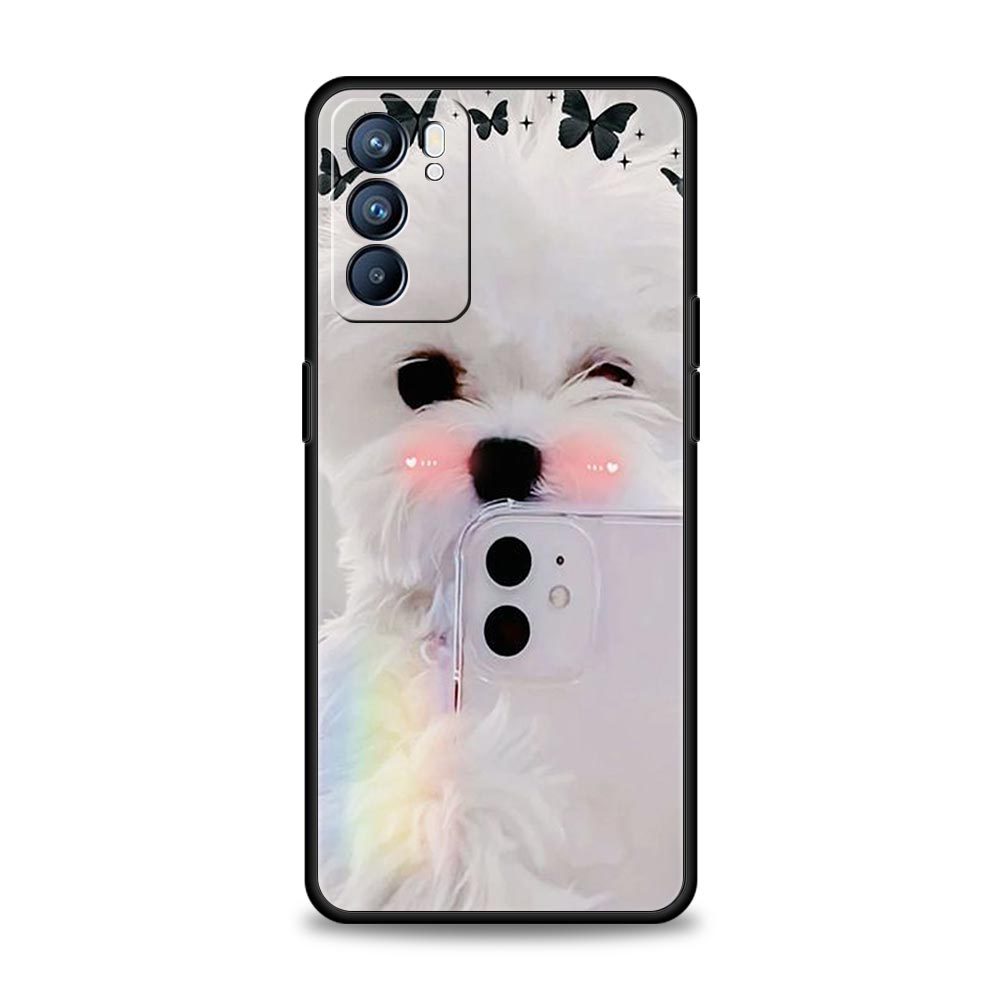 Cute Little Dog Phone Case For Oppo Reno 13 12 11 10 7 F Find X5 X6 A98 A80 A79 A78 A57 A54 A31 A17 Pro 5G Soft TPU Cover Capas