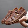 Genuine Leather Sandal for Men Round Toe Lightweight Comfortable Trendy All-match Breathable Fashion Non-slip Shoes Summer Main