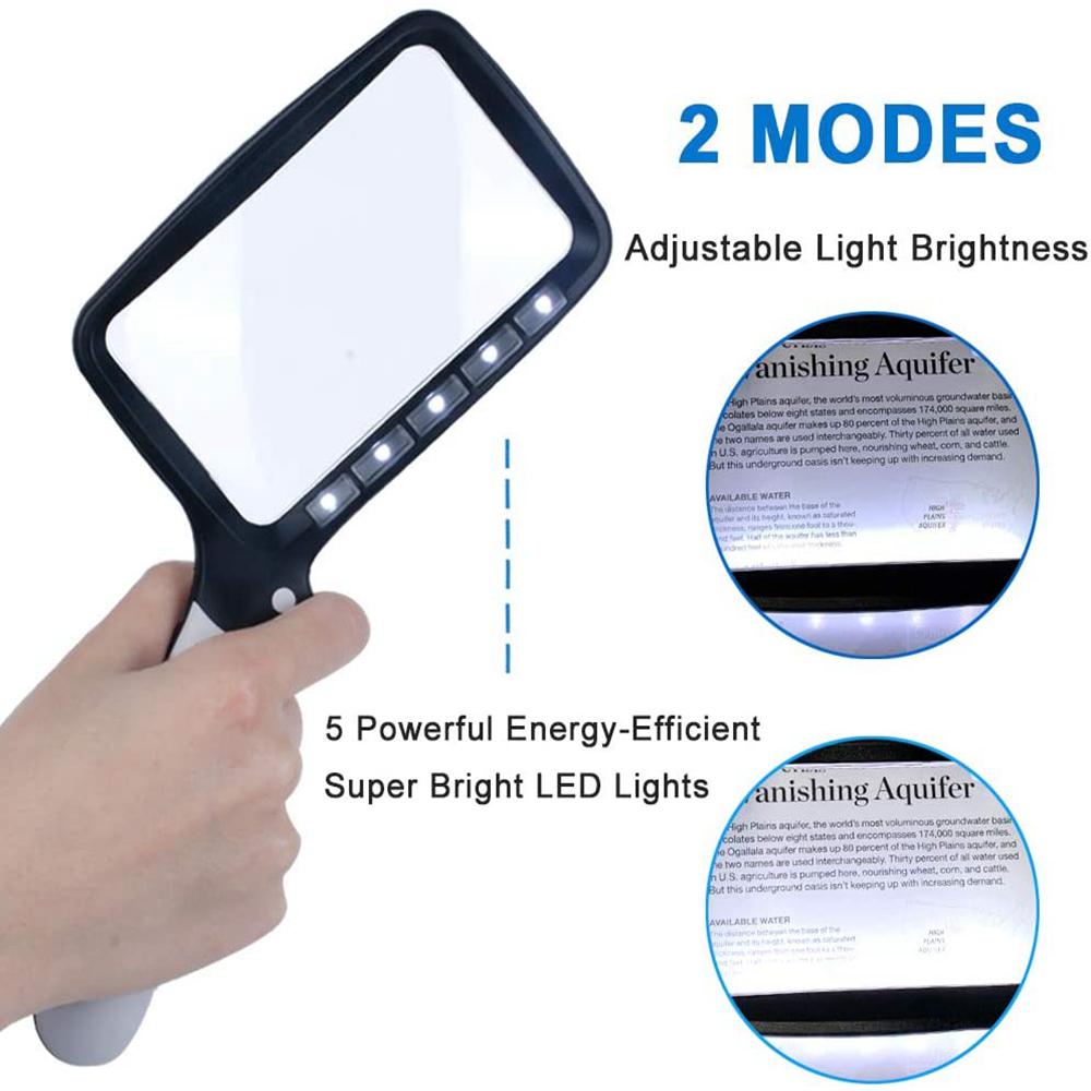 for Reading with 5 Led Lights Sewing Magnifier Optical Instrument LED Loupe Magnifying Glass