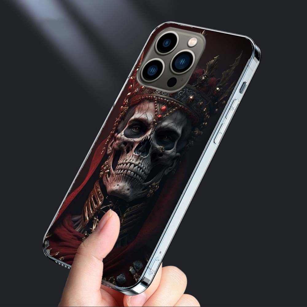 Чехол-бампер 'Скелет Короны Императора' для iPhone 16E 15 Pro 14 Plus 17E 16 17 Pro Max Air 11 12 13 Mini Ударопрочный Capa Милый Cove