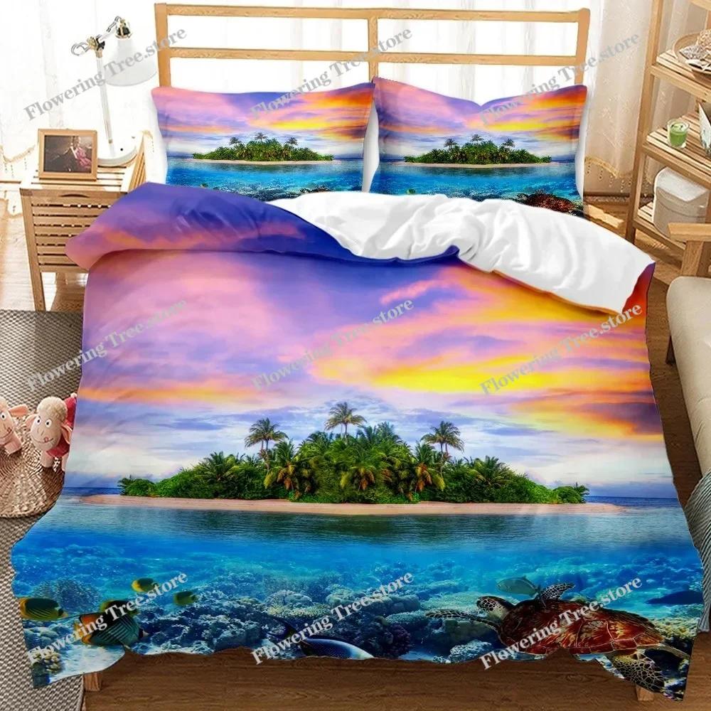 Комплект постельного белья с пляжной тематикой Blue Ocean Duvet Cover Set Starfish Coastal Bedding Beach QueenKingFull Polyester Blanket