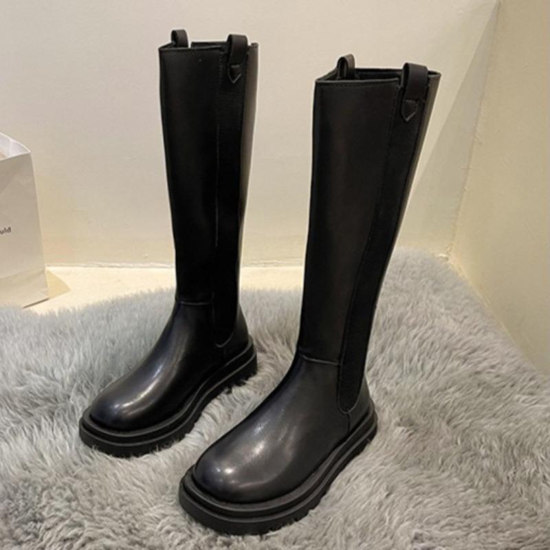 Women's Knee High Boots High Quality Casual Leather Boots Fashion Long Tube Platform Boots Women Western Knight Boot Botas Mujer