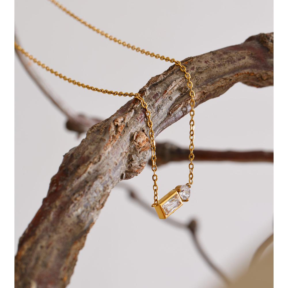 Eetit Блестящее ожерелье с прямоугольным кулоном из кубического циркония для женщин, модное, корейский шик, ювелирный подарок